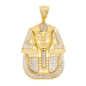 10K GOLD TWO TONE KING TUT WITH ROUND DIAMOND PENDANT 11.1G