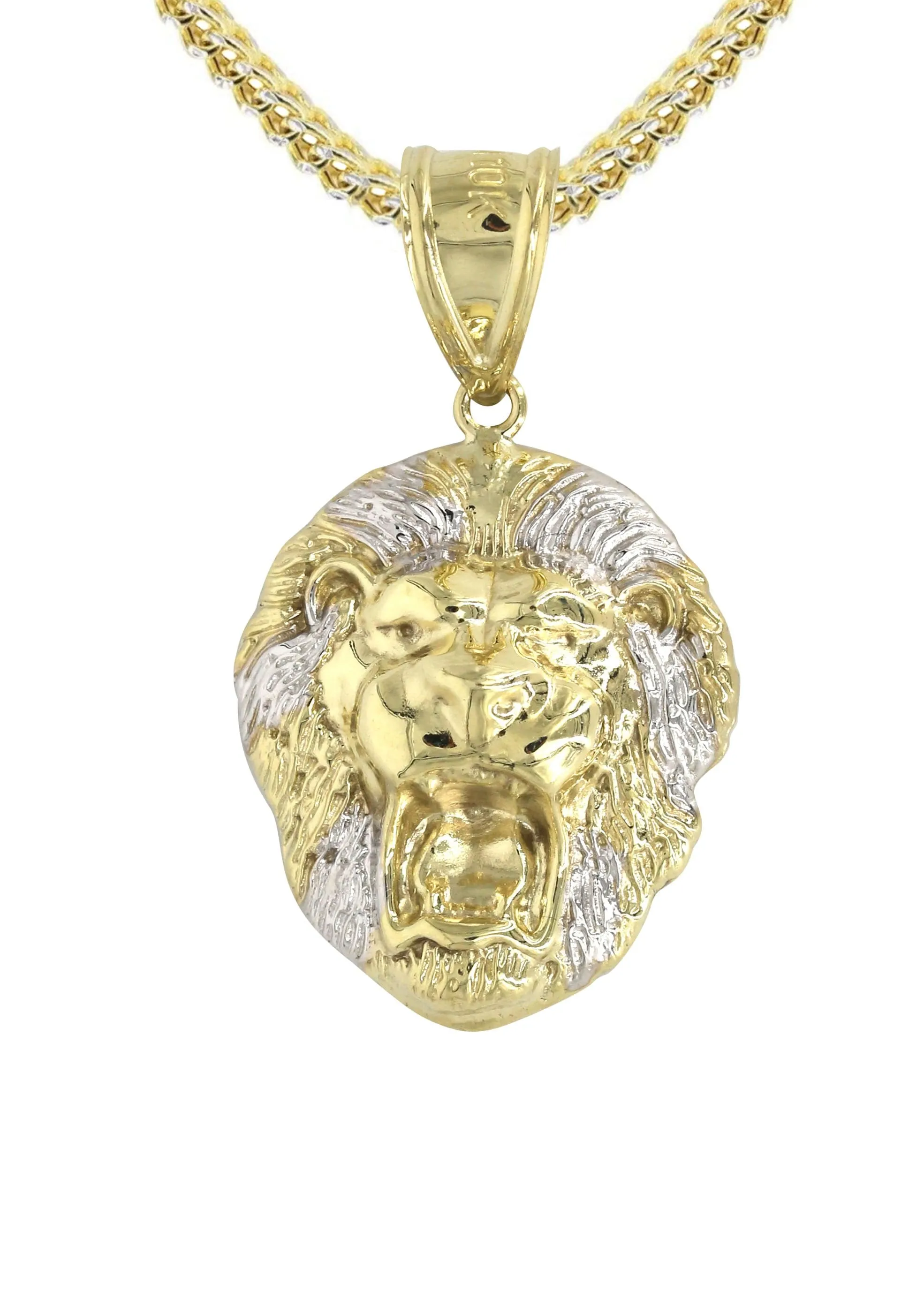 10K Yellow Gold Lion Head Necklace | Appx 13.6 Grams