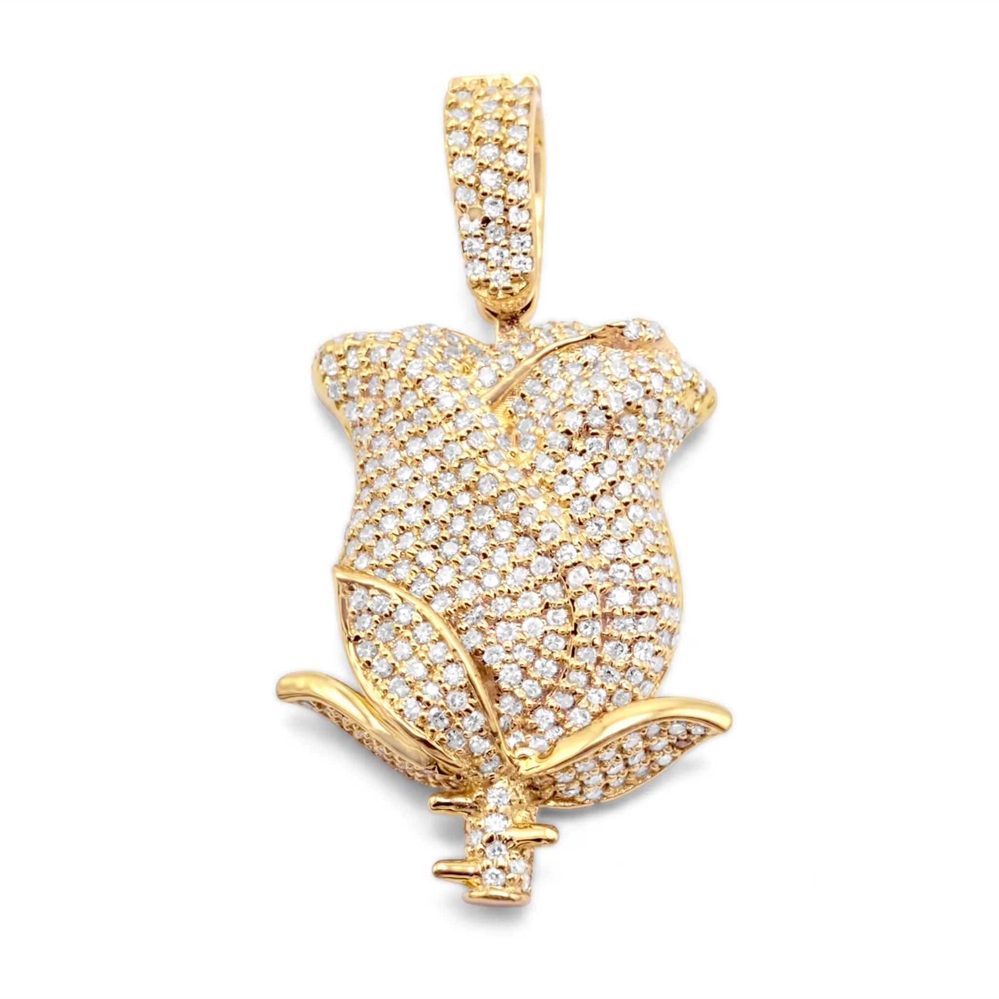 10K Yellow Gold Rose Diamond Pendant 1.74CTW