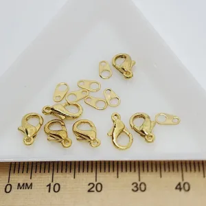 10mm Parrot Clasp & Tags (10) - Gold