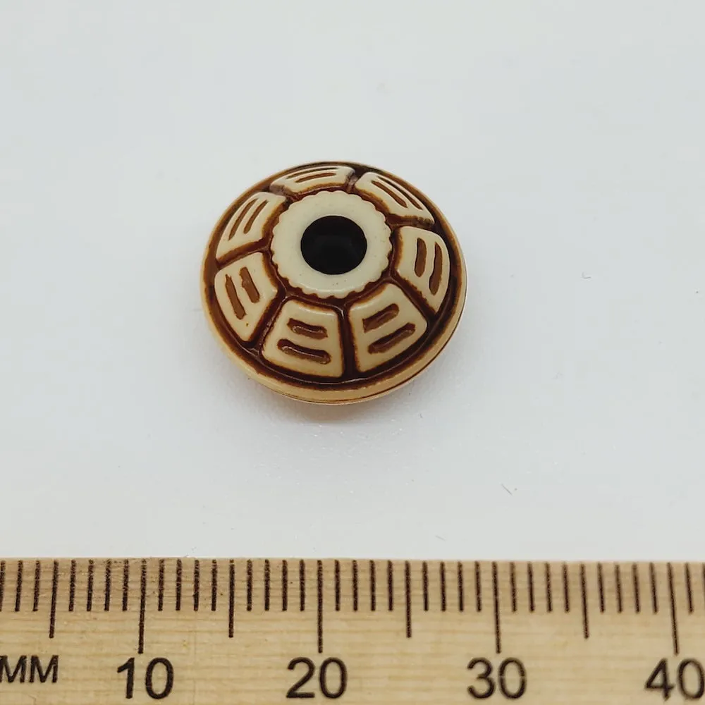 10x16mm UFO (10) - Brown/Cream - Persian Style Vintage Beads