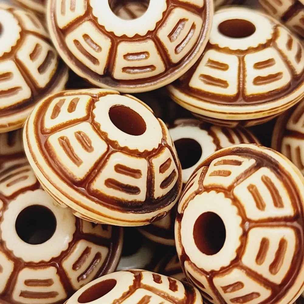 10x16mm UFO (10) - Brown/Cream - Persian Style Vintage Beads