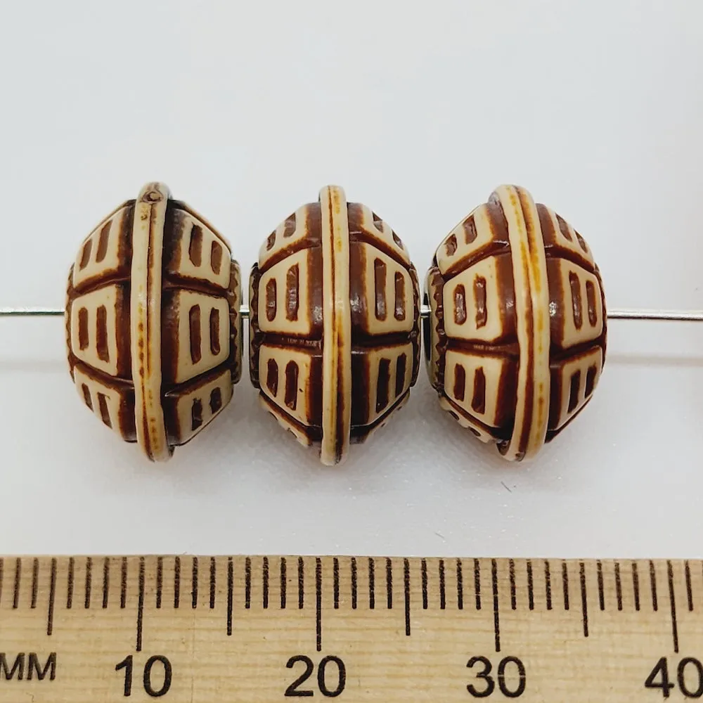 10x16mm UFO (10) - Brown/Cream - Persian Style Vintage Beads