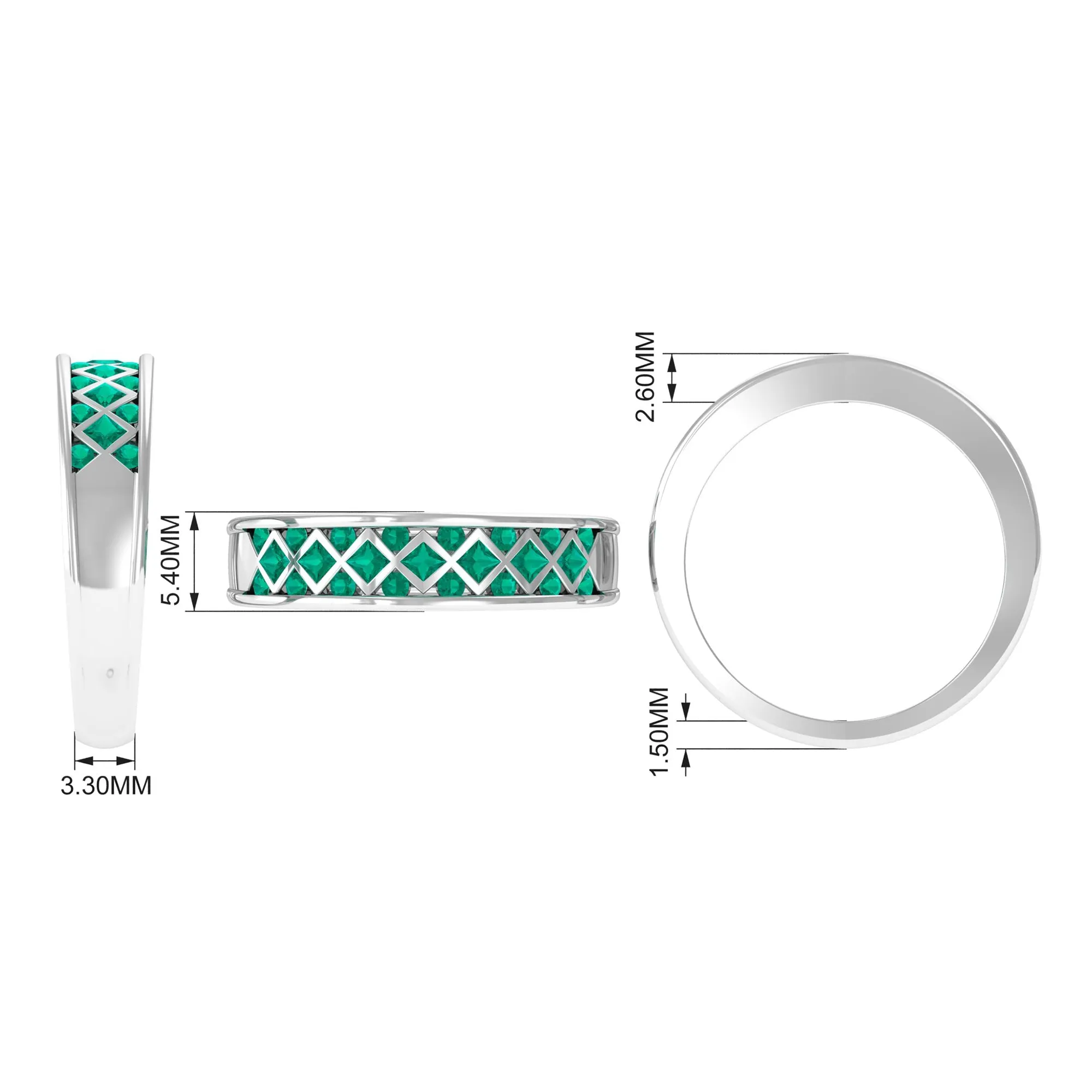 1/2 CT Bezel Set Emerald Band Ring