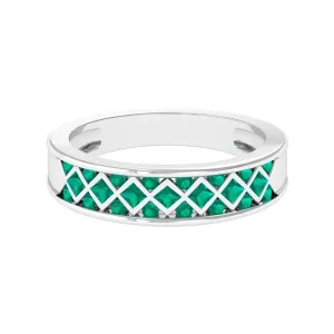 1/2 CT Bezel Set Emerald Band Ring