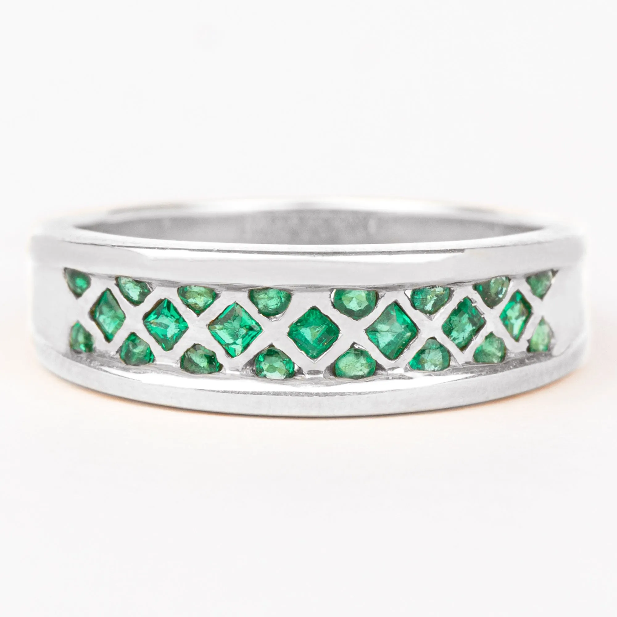 1/2 CT Bezel Set Emerald Band Ring