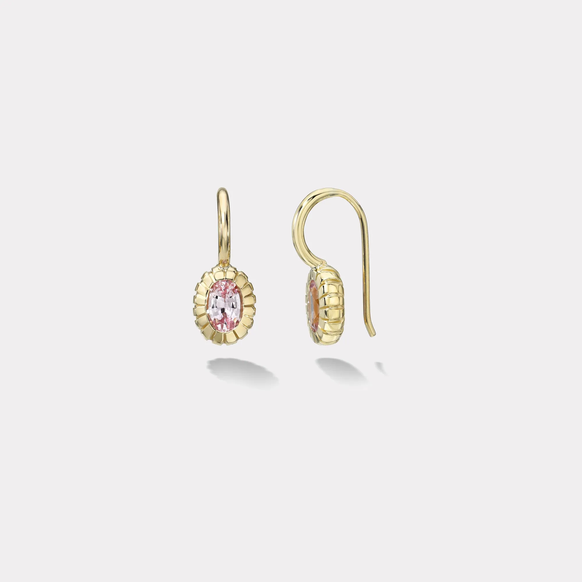 1.35ct Oval Light Pink Sapphire Heirloom Bezel Earrings