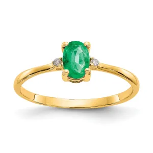 14k Diamond & Emerald Birthstone Ring