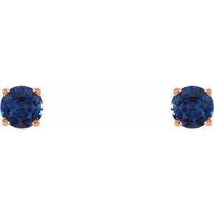 14K Rose 4 mm Lab-Grown Blue Sapphire Stud Earrings