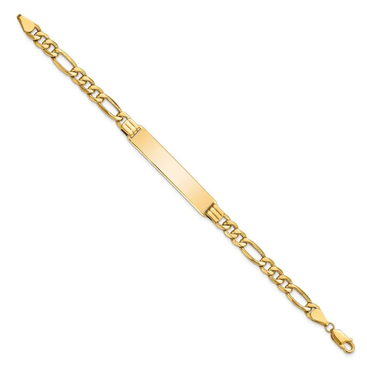 14k Semi-Solid Figaro Link ID Bracelet