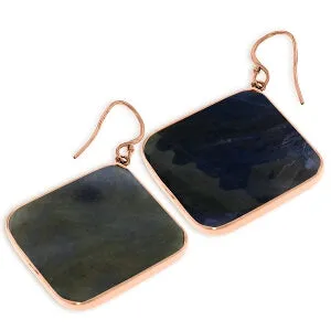 14K Solid Rose Gold Fish Hook Sapphire Class Earrings