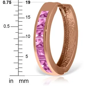 14K Solid Rose Gold Hoop Huggie Earrings w/ Pink Sapphires