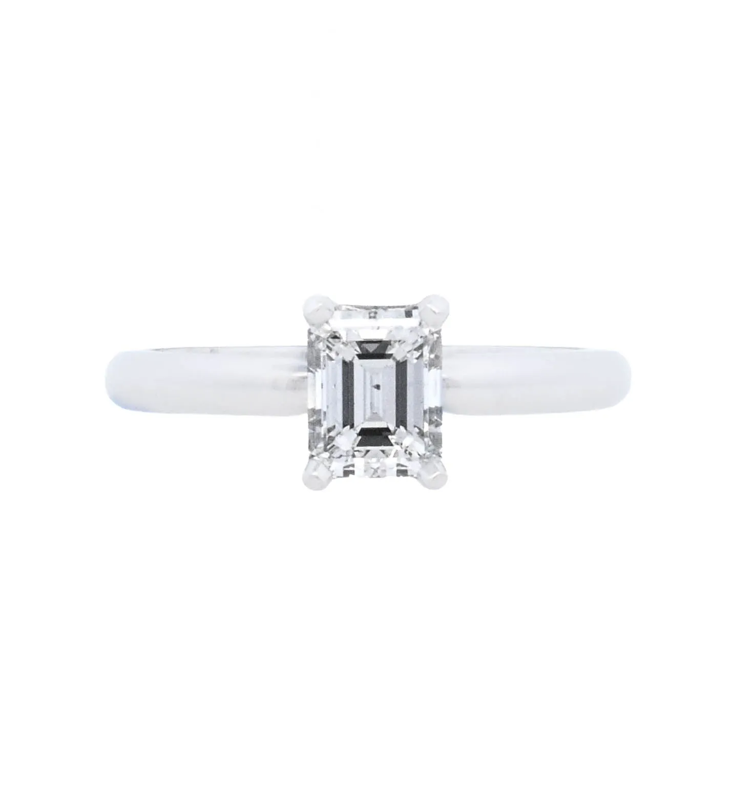 14K White Emerald- Cut Diamond 1.00Ct Solitaire Engagement Ring