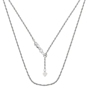 14k White Gold Adjustable Rope Chain Necklace, 1.0mm, 22