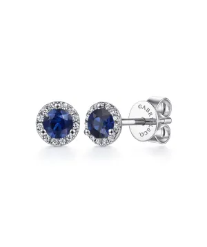 14K White Gold Sapphire Stud Earrings