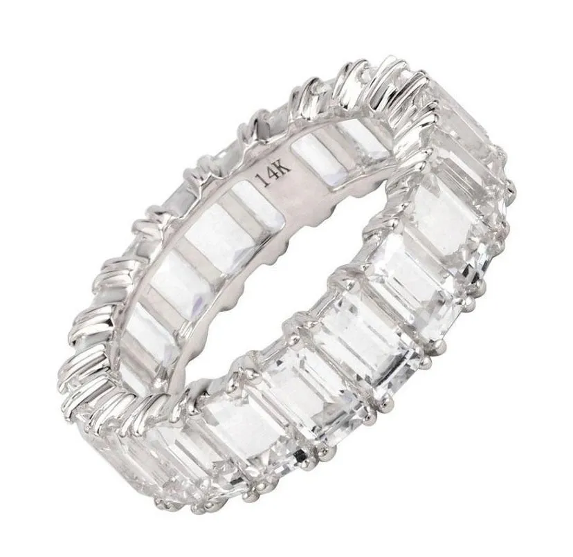 14k White Topaz Eternity Band