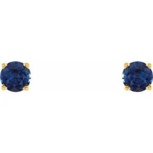 14K Yellow 4 mm Natural Blue Sapphire Stud Earrings