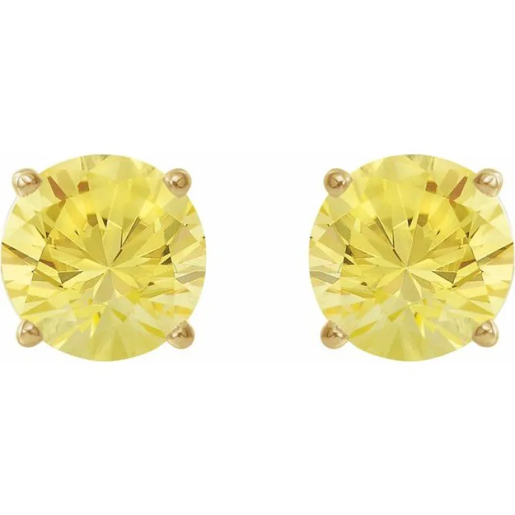 14K Yellow 8 mm Lab-Grown Yellow Sapphire Stud Earrings