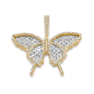 14K Yellow Gold Butterfly Diamond Pendant 1.26 ctw