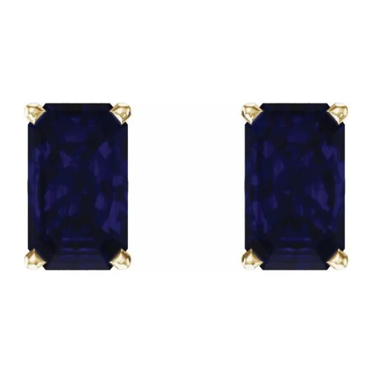 14K Yellow Lab-Grown Blue Sapphire Earrings