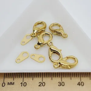 15mm Parrot Clasp & Tags (10) - Gold