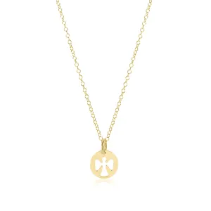 16" Necklace Gold - Guardian Angel Small Gold Disc