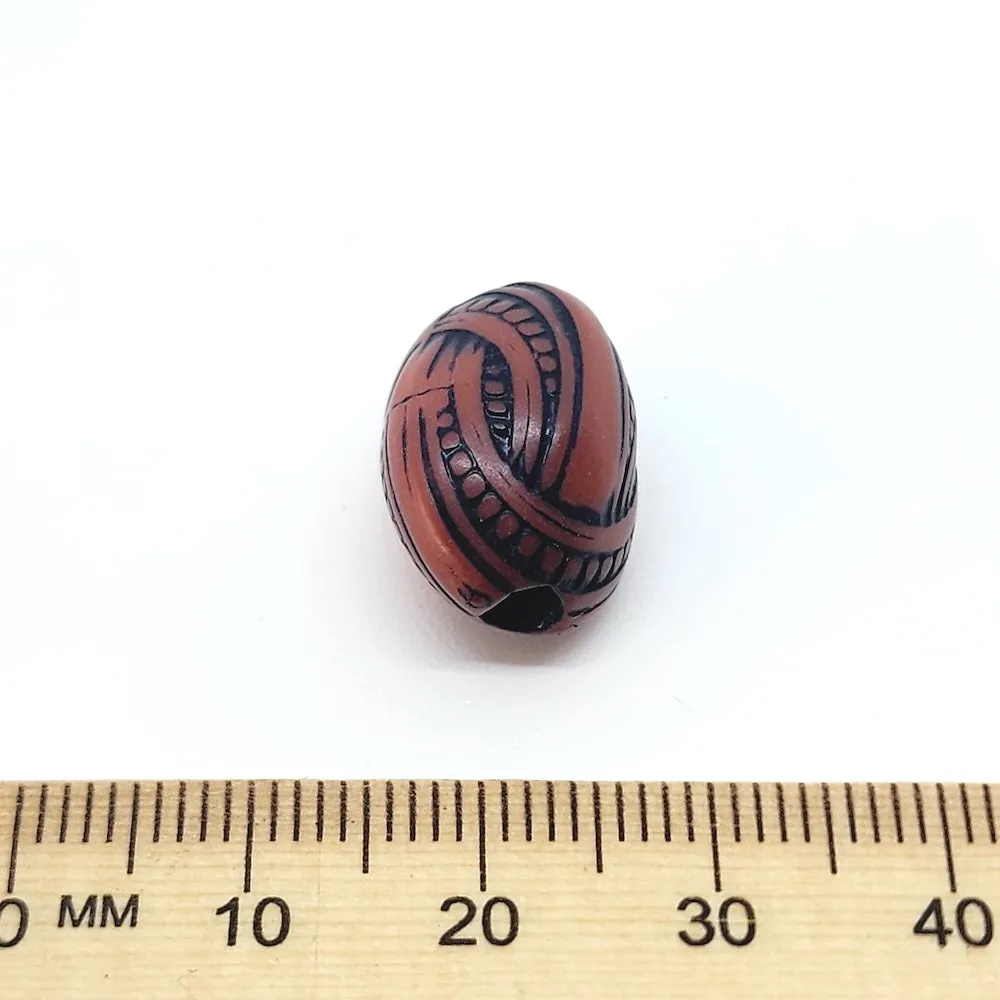 17x13mm Oval Knot (10) - Brown w. Black - South Western Style Vintage Beads