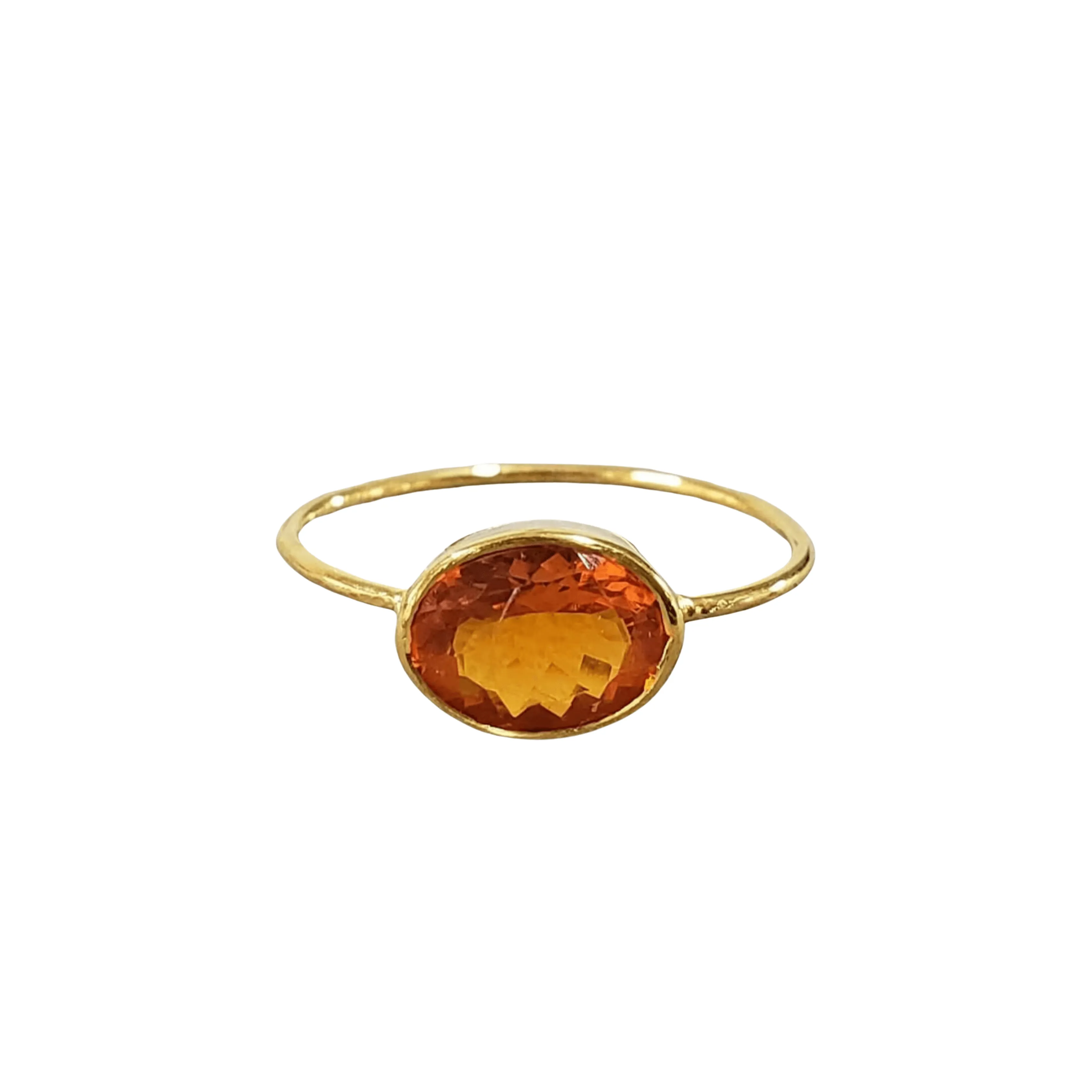 18k Gold Orange Opal Ring