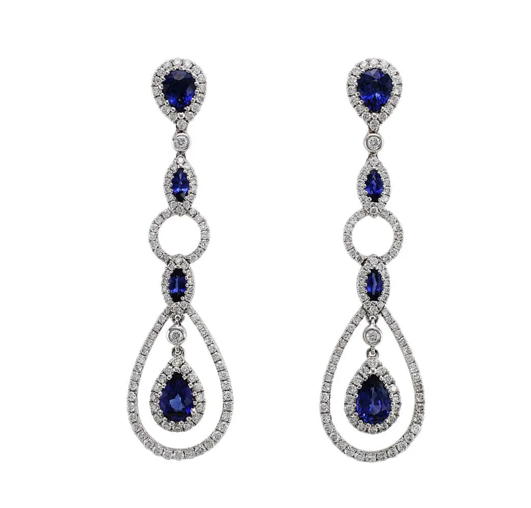 18k White Gold Sapphire Diamond Earrings