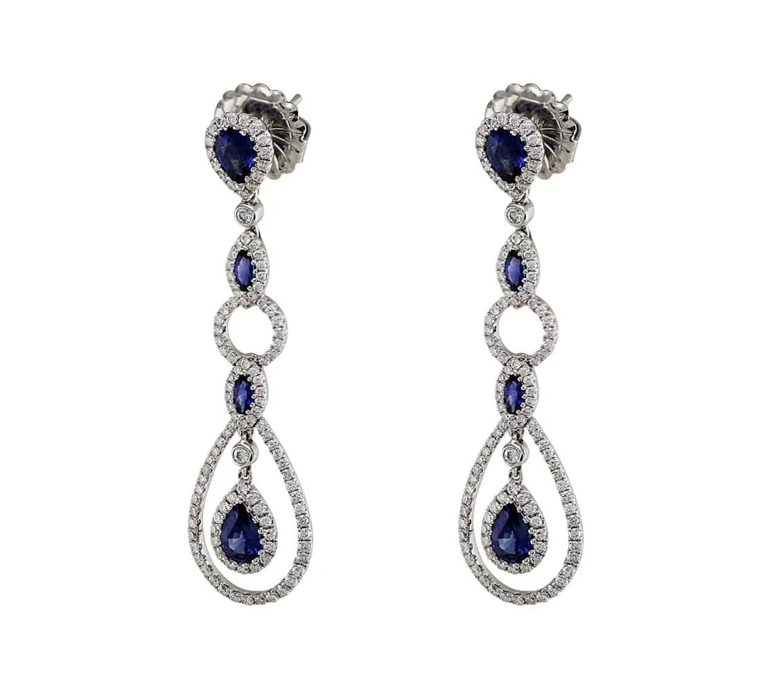 18k White Gold Sapphire Diamond Earrings