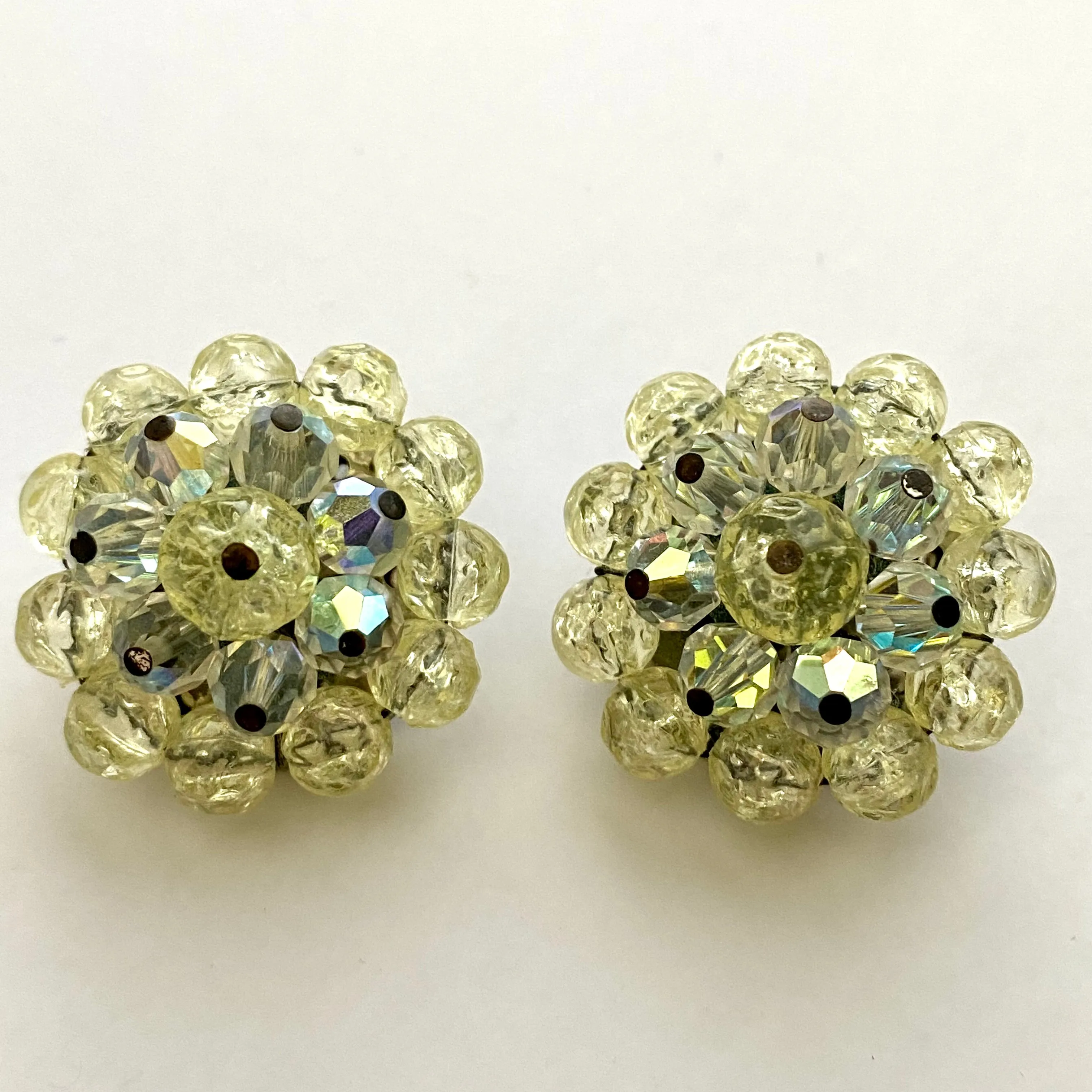 1950s Laguna Crystal & Crackle Bead Earrings