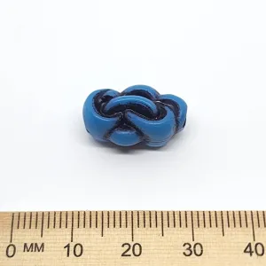 19x12mm Flat Knot (10) - Blue w. Black - South Western Style Vintage Beads