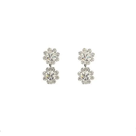 2-Tiered Crystal Flower Earrings