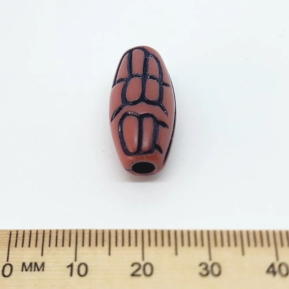 23x12mm Oval (10) - Brown w. Black - South Western Style Vintage Beads