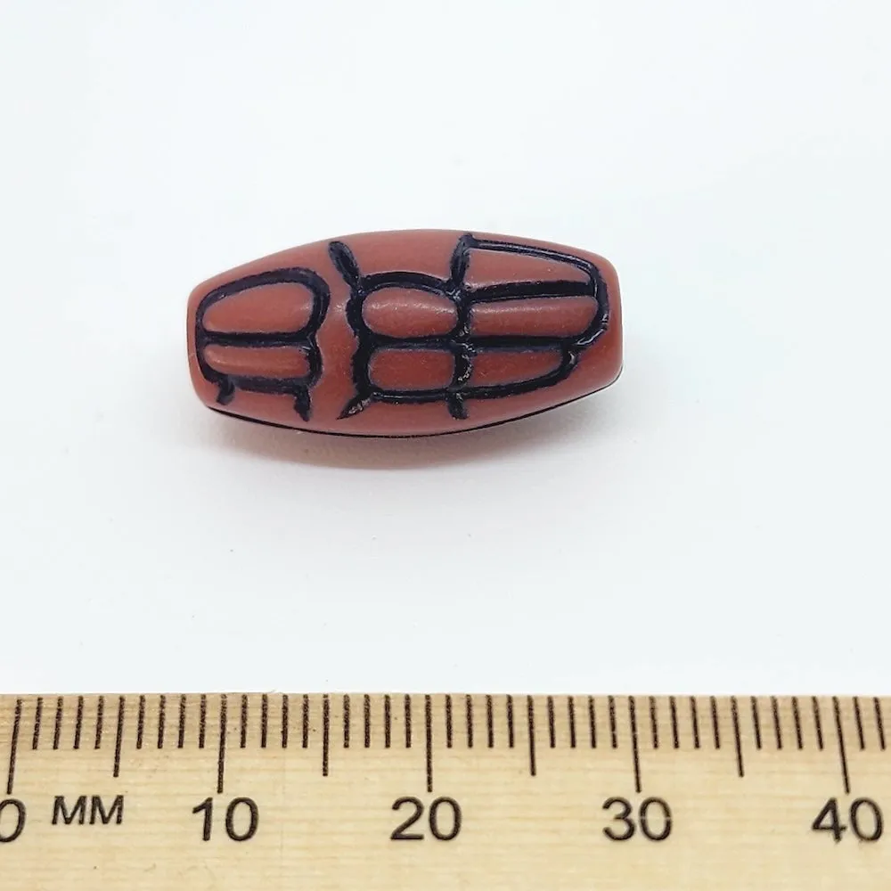 23x12mm Oval (10) - Brown w. Black - South Western Style Vintage Beads