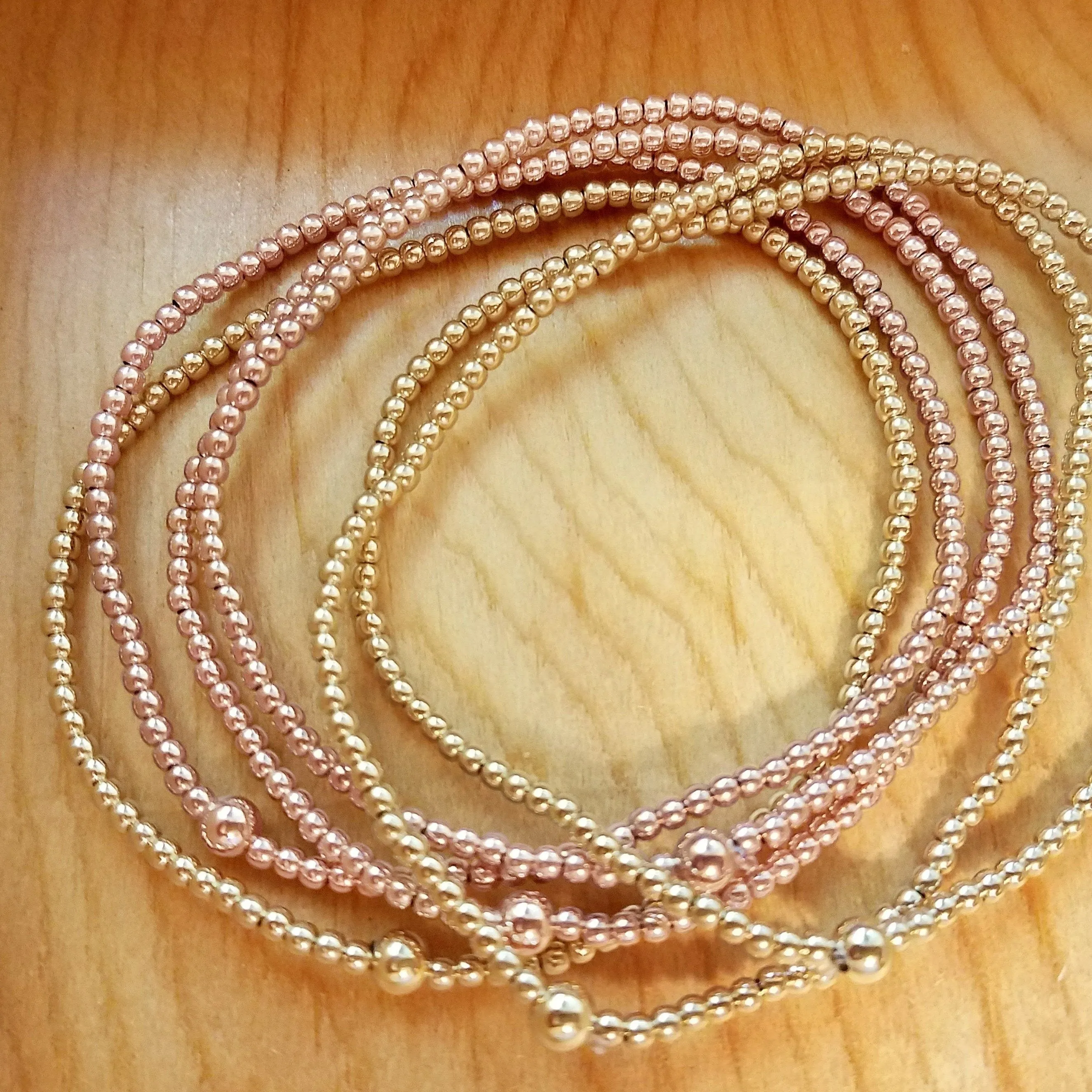 2mm Gold Small Bead Bracelet