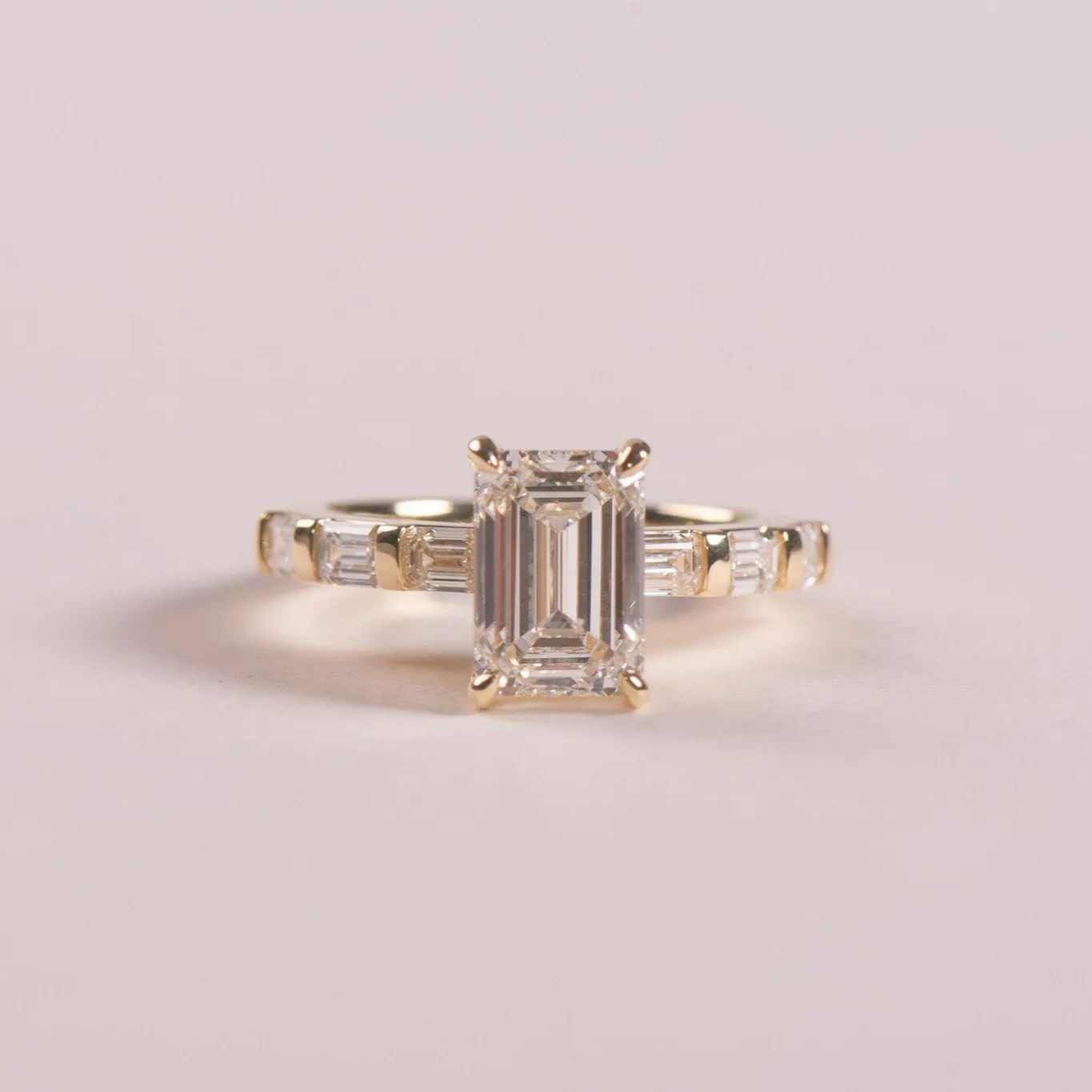 3.84ct Elara | Emerald Cut Engagement Ring with Emerald Cut Shoulders