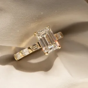 3.84ct Elara | Emerald Cut Engagement Ring with Emerald Cut Shoulders