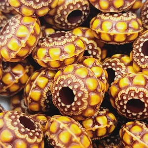 7x11.5mm Rondelle (10) - Brown/Cream - Persian Style Vintage Beads