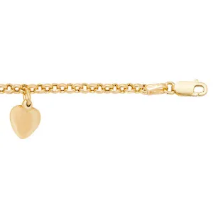 9CT GOLD DANGLING HEART BRACELET