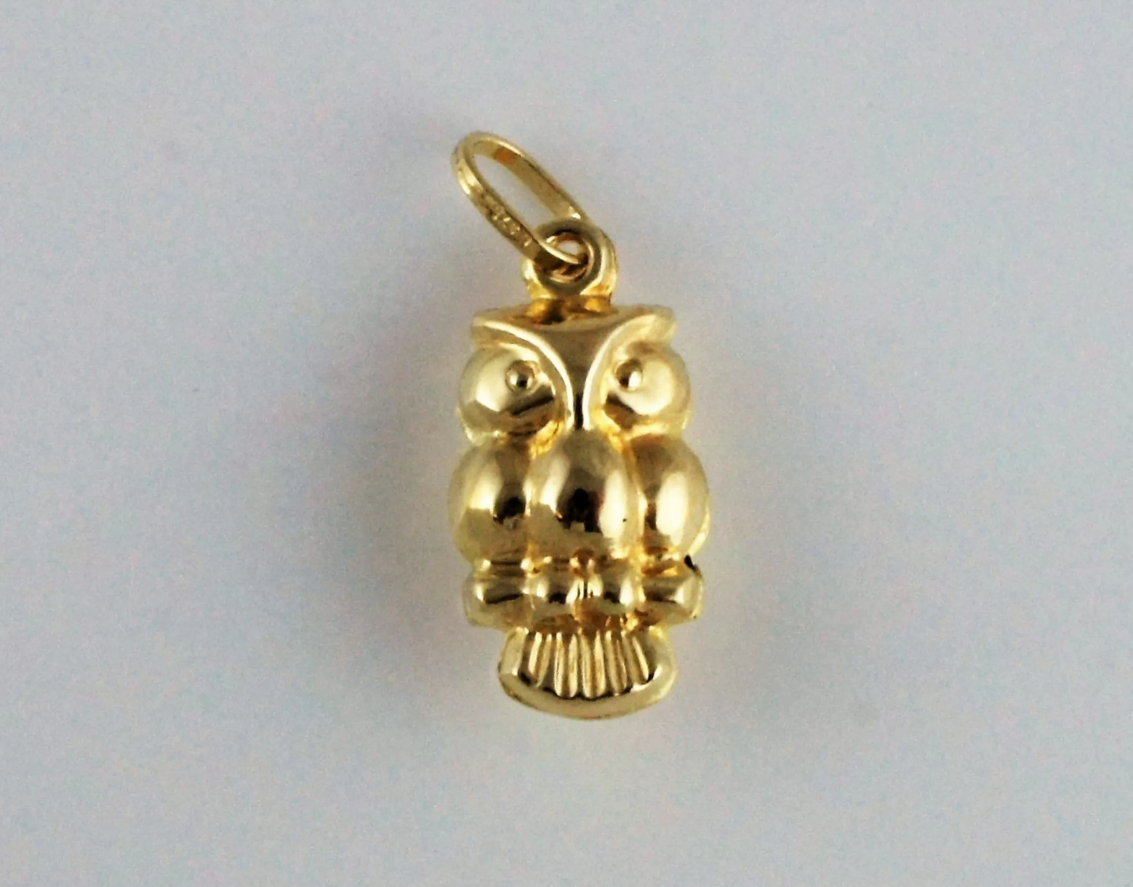 9ct Yellow Gold Owl Pendant - Charm