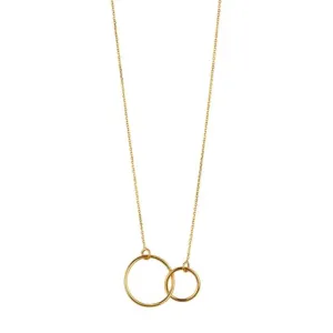 9kt Gold Double Circle Pendant Necklace