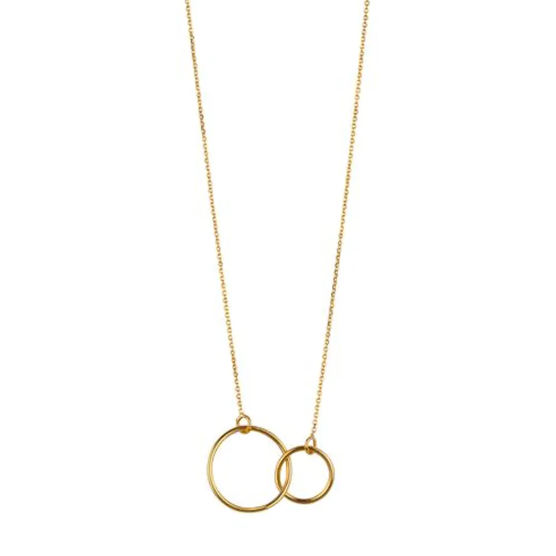 9kt Gold Double Circle Pendant Necklace