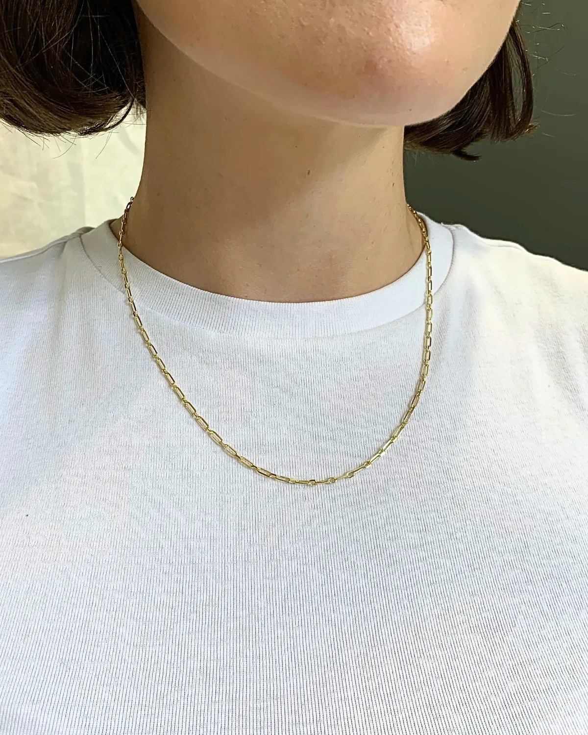 9kt Gold Fine Paperclip 18" Chain Necklace