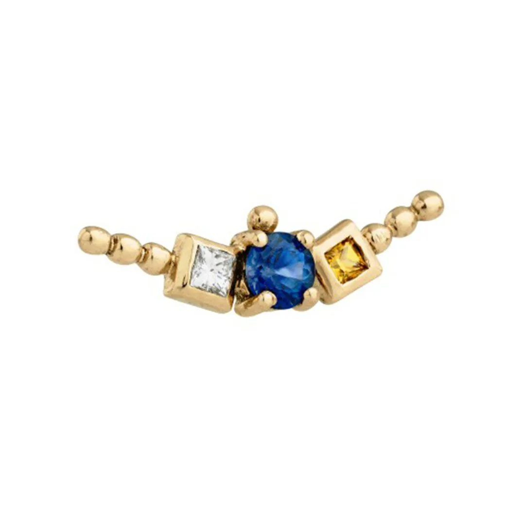 Adiva Blue 14K Gold Stud