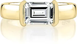 A.Jaffe Half Bezel East West Emerald Cut Diamond Engagement Ring