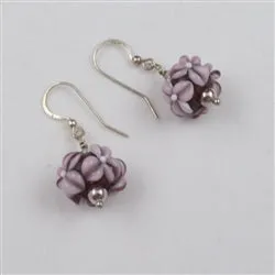 Amethyst Flower Artisan Bead  & Silver Earrings