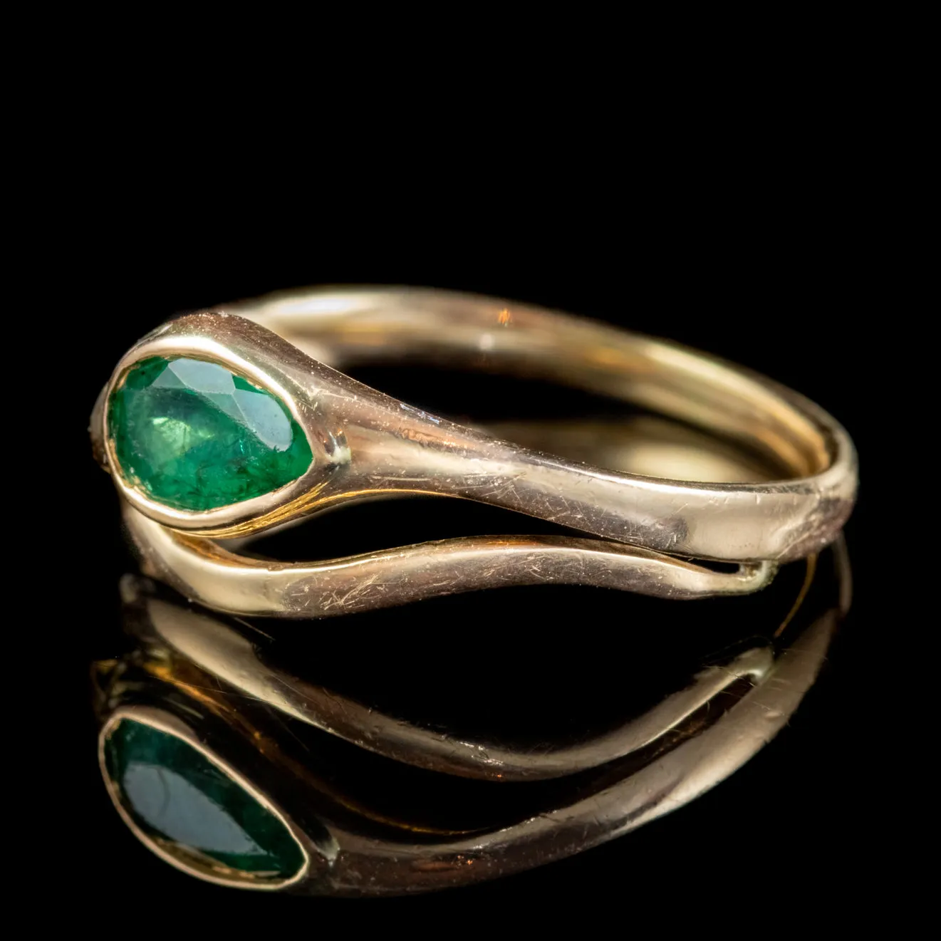 Antique French Emerald Snake Ring 18ct Gold 0.60ct Emerald Circa 1900