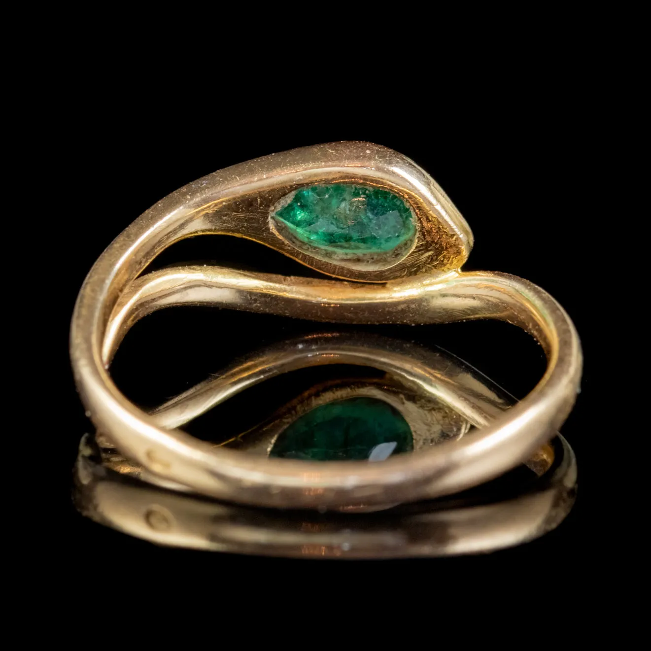 Antique French Emerald Snake Ring 18ct Gold 0.60ct Emerald Circa 1900