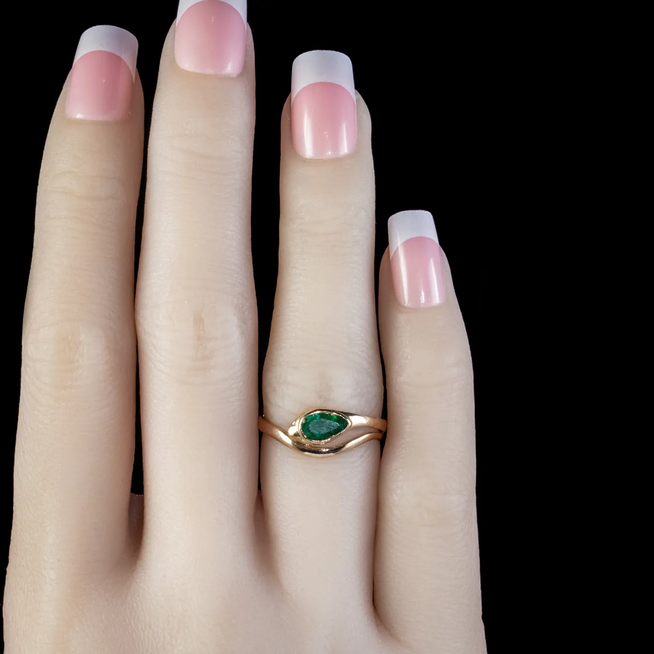 Antique French Emerald Snake Ring 18ct Gold 0.60ct Emerald Circa 1900